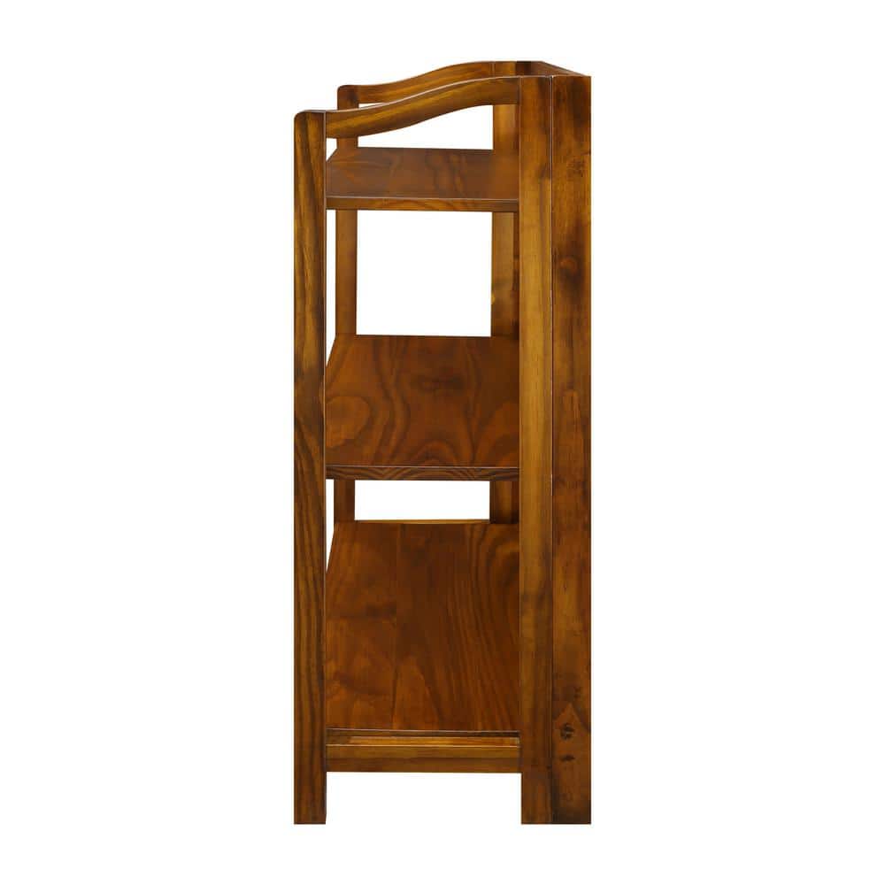 Warm Brown Solid Wood 36" Folding Bookcase with Doors