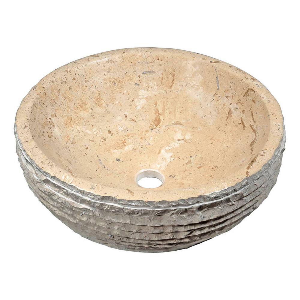ANZZI Desert Basin Vessel Sink in Classic Cream Marble LS-AZ147