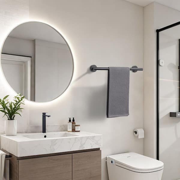 16 in. Wall Mounted Single Towel Bar in Matte Black