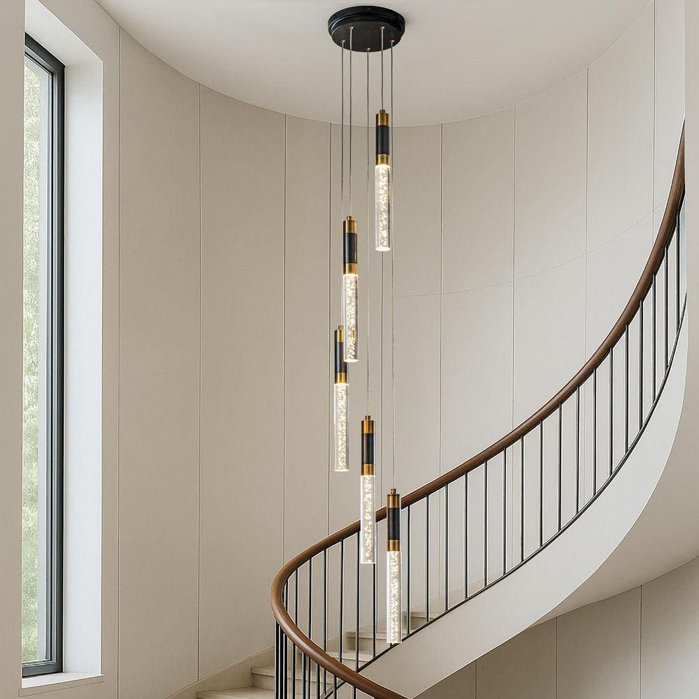 ALOA DECOR W12'' Modern 5-Light Seeded Bubble Glass Integrated LED