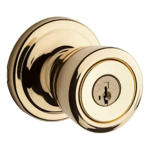 Abbey Polished Brass Entry Door Knob Featuring SmartKey Security