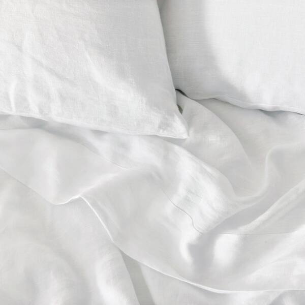 LEVTEX HOME Washed Linen 4-Piece White Queen Sheet Set L600QSS - The Home  Depot