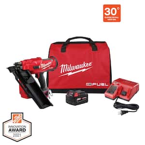 M18 FUEL 3-1/2 in. 18-Volt 30-Degree Lithium-Ion Brushless Cordless Framing Nailer Kit with 5.0 Ah Battery Charger, Bag