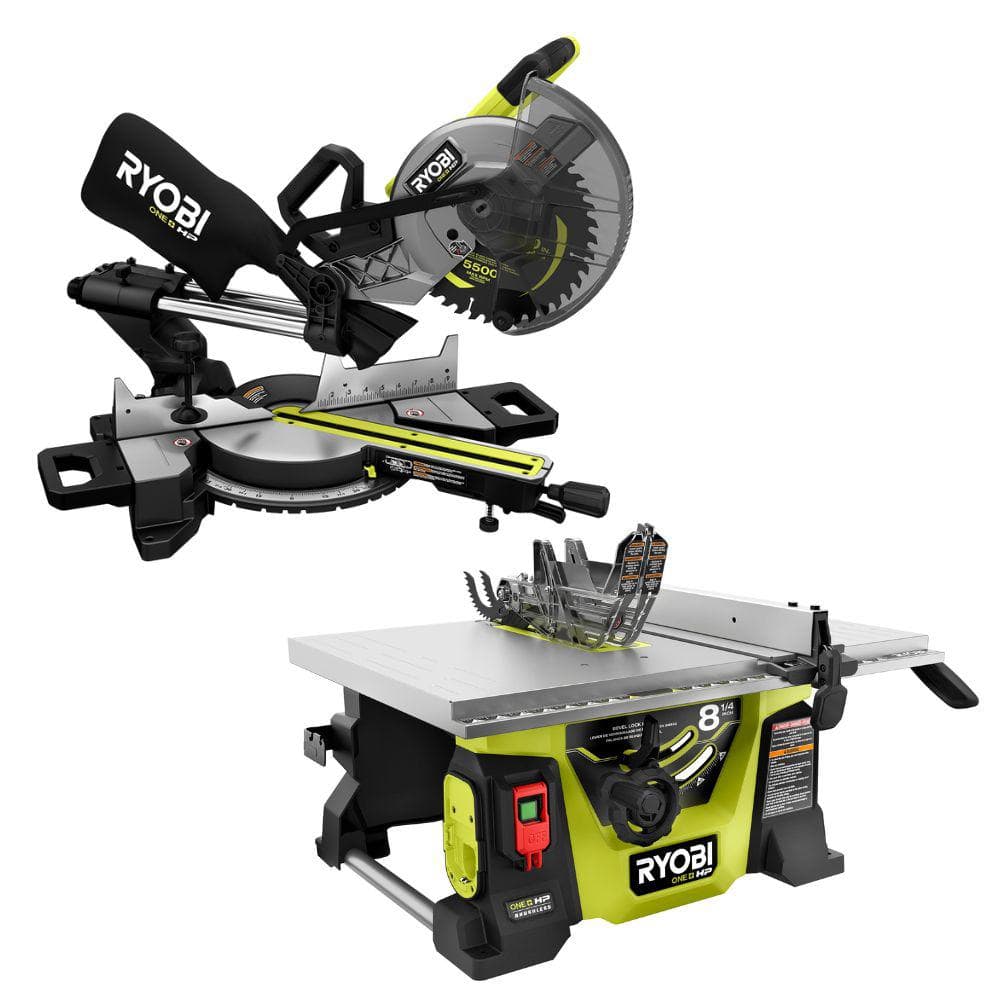 RYOBI ONE+ HP 18V Brushless Cordless 2-Tool Combo Kit with Miter
