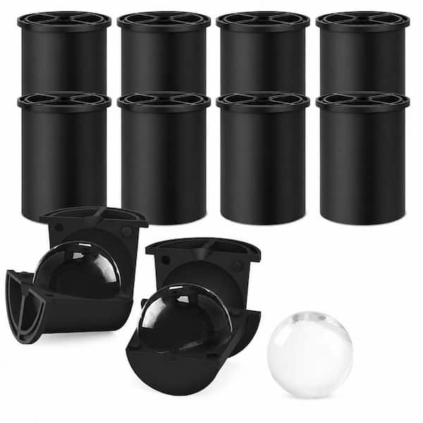 Clear Ice Sphere Maker 8-Piece Black Stainless Steel and Silicone Ice Mold for Whiskey and Cocktails