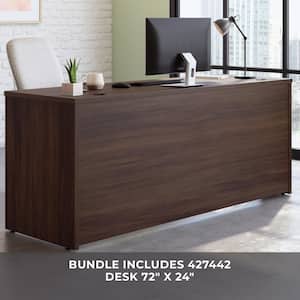 Affirm 71.102 in. Noble Elm Desk with (2 Fully Assembled) 3-Drawer Mobile File Cabinets