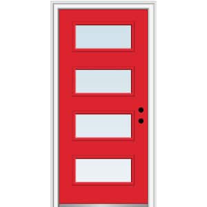 36 in. x 80 in. Celeste Left-Hand Inswing 4-Lite Clear Low-E Glass Painted Steel Prehung Front Door on 6-9/16 in. Frame