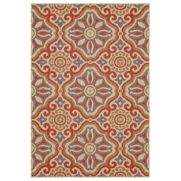 Mohawk Home Sorrento Rust 5 ft. 3 in. x 7 ft. 6 in. Geometric Indoor/Outdoor  Area Rug 790813 - The Home Depot