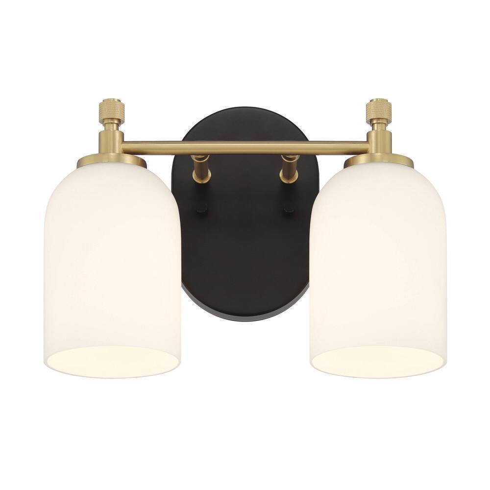 Council 20.5 in. Black and Brass Vanity Light with Frosted Glass