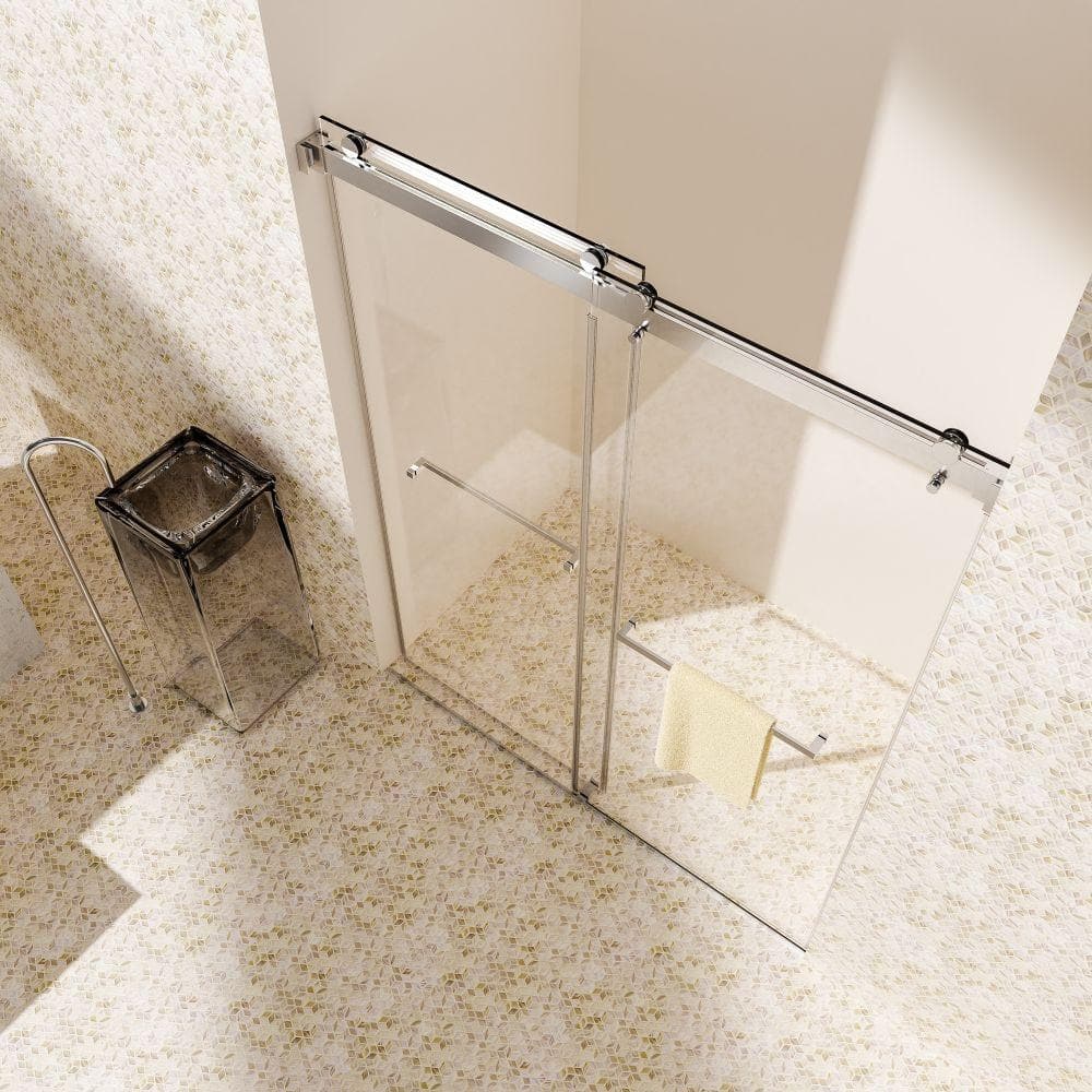 "56-60"" W x 76"" H Chrome Frameless Double Sliding Shower Door, 3/8"" (10mm) SGCC Glass, Reversible No Soft Close" price history on PriceWatchPro