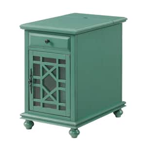 Elegant 16 in. Antique Teal Chairside End Table with Power