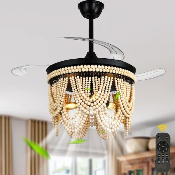 Oaks Aura Pierce 42in.Indoor Black Boho Ceiling Fan with Lights, 6-Speed Quiet Reversible Ceiling Fan wih Remote, Downrod Included