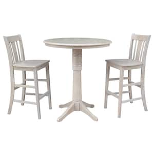 Olivia 3-Piece Weathered Taupe Gray Solid Wood Bar Table Set