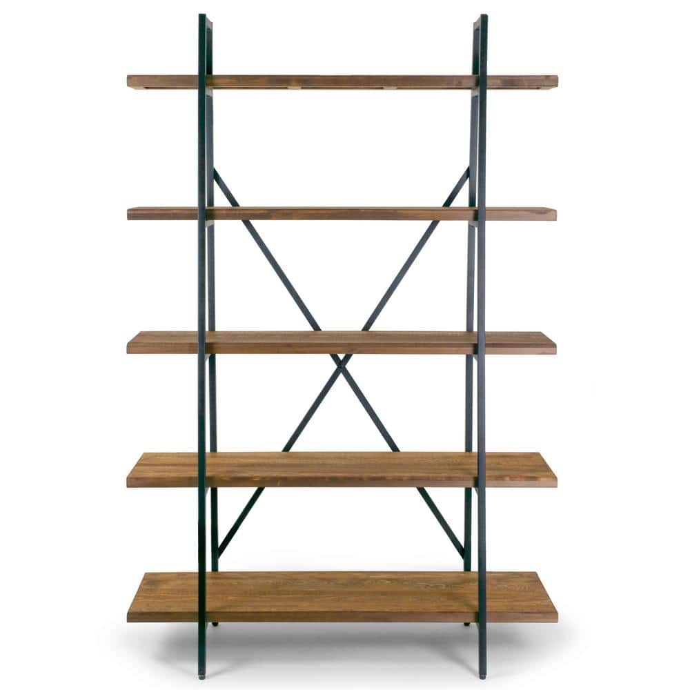 Industrial Medium Wood and Black Ladder Etagere