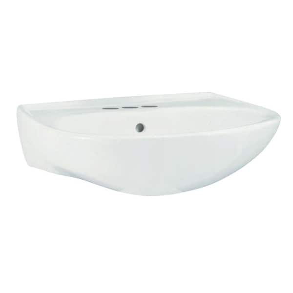 STERLING Sacramento 9 in. Wall-Hung Pedestal Sink Basin in White with Overflow Drain Vitreous China