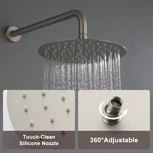 2-Spray Round Wall Mounted Fixed and Handheld Shower Head 1.8 GPM in Brushed Nickle