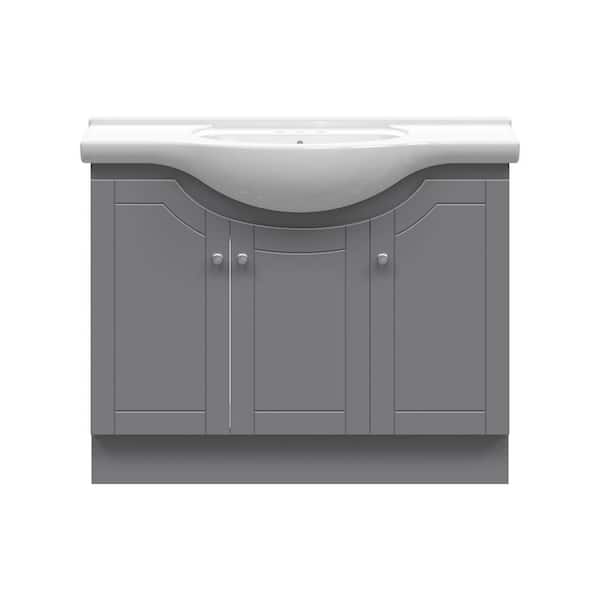 Glacier Bay Highmont 41 in. W x 17-5/8 in. D Vanity in Twilight Gray with Porcelain Vanity Top in Solid White with White Basin