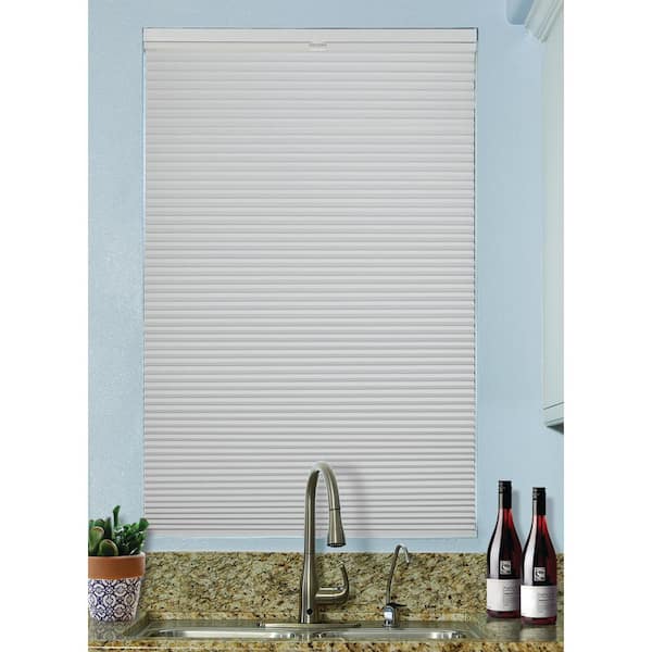 Hampton Bay White Cordless Room Darkening Vinyl Mini Blinds with 1 in.  Slats-34 in. W x 48 in. L (Actual Size 33.5 in. W x 48 in. L)  10793478184255 - The Home Depot