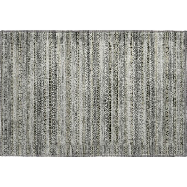 Mayfield Premium Machine Washable Abstract AMF2101 Pewter 2 ft. x 3 ft. Accent Rug