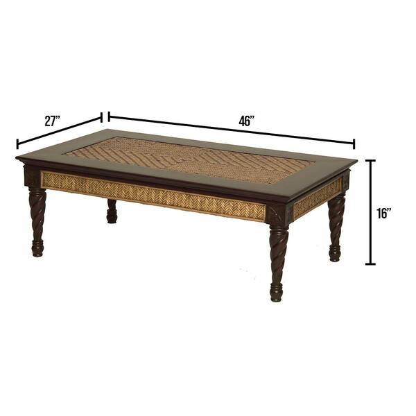 Padma S Plantation Trinidad 27 In Natural Antique Standard Rectangular Hardwood Coffee Table T110 The Home Depot