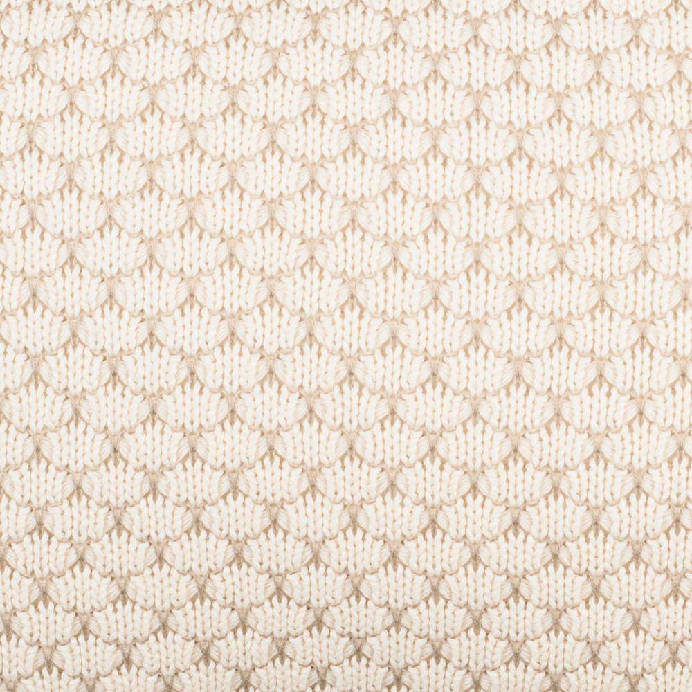 Natural and Stone Knit Geometric Cotton Throw Pillow