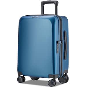 20 in. Blue Carry On Luggage Spinner Wheels Expandable Hard Side Travel Luggage Rolling Suitcase TSA Approved