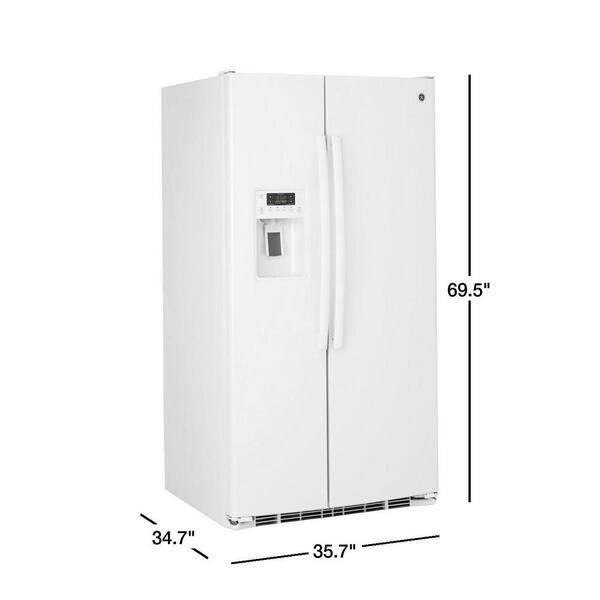 Ge 25 3 Cu Ft Side By Side Refrigerator In White Gss25gghww The Home Depot