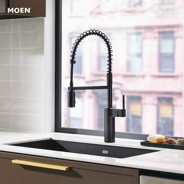 Inara Matte Black 23.17 in. H Spring Pull Down Kitchen Sprayer Faucet with 360° Spout Swivel and PowerBoost