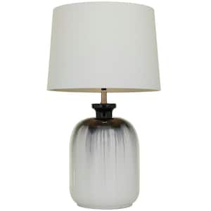 29 in. White Glass Gourd Style Base Task and Reading Table Lamp with Drum Shade