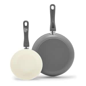 Soft Grip 2-Piece Healthy Ceramic Nonstick 7 in. and 10 in. Frying Pan Skillet Set In Gray