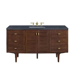 Amberly 60.0 in. W x 23.5 in. D x 34.7 in. H Bathroom Vanity in Mid-Century Walnut with Charcoal Soapstone Quartz Top