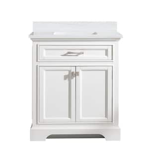 Milano 30 in. W x 22 in. D Bath Vanity in White with Quartz Vanity Top in White with White Basin