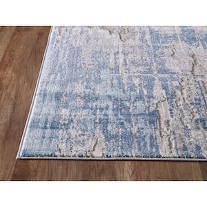 Vista Blue 5.3 ft. x 7.6 ft. Abstract Polyester Area Rug