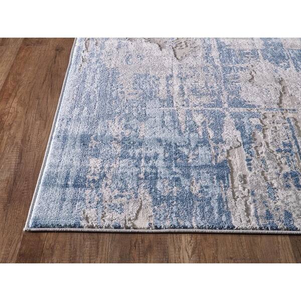 Vista Blue 6 ft. x 9 ft. Abstract Polyester Area Rug