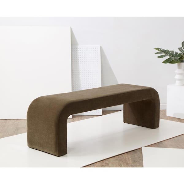 SAFAVIEH Caralynn Dark Olive Entryway Bench 62.4 in.