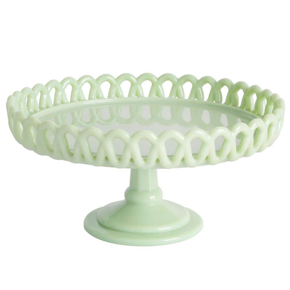 Mint Green Jadeite Glass Pedestal Cake Stand