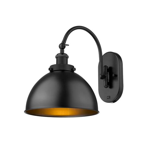 Innovations Ballston Urban 1-Light Matte Black Wall Sconce with Black Metal Shade