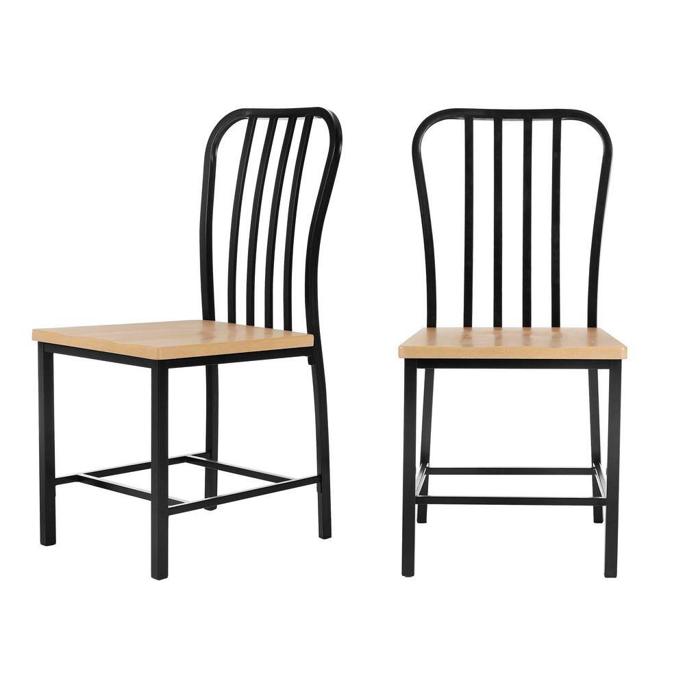 Stylewell Donnelly Black Metal Dining, Natural Finish Wood Dining Chairs