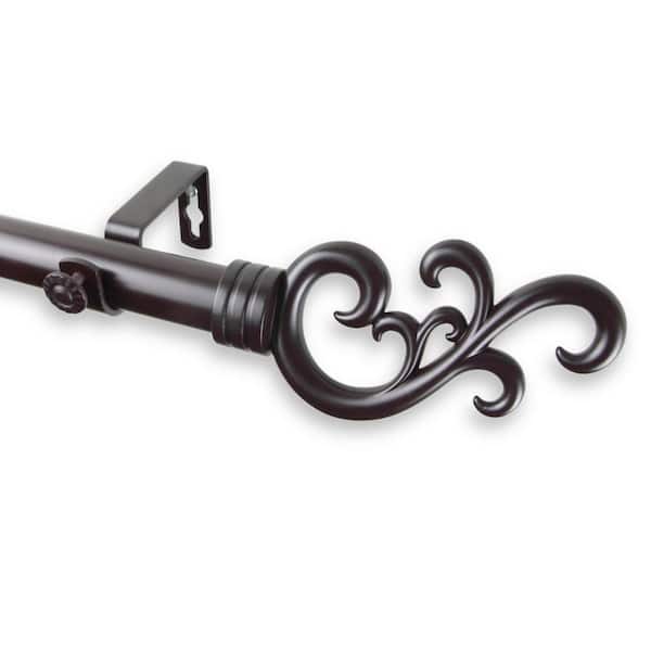 Rod Desyne Madeline 160 in. - 240 in. Adjustable 1 in. Dia Single Curtain Rod in Mahogany