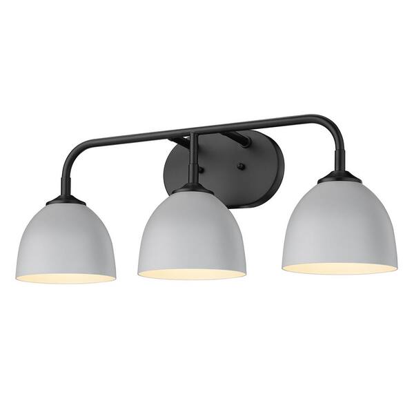 Golden Lighting Zoey 8 in. 3Light Matte Black Vanity Light 6956BA3
