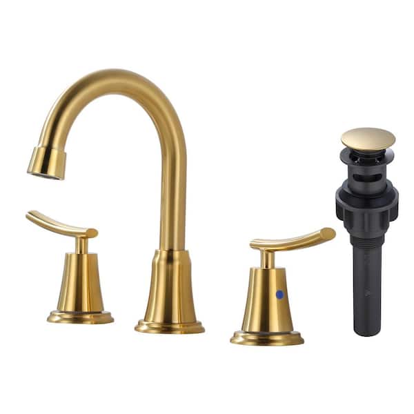 ALEASHA 8 in. Widespread Double Handle Bathroom Sink Faucet in Gold