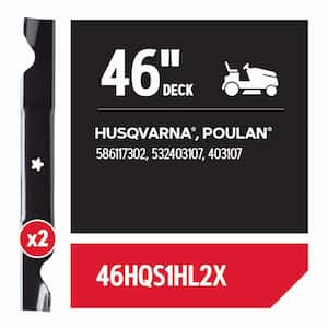 Riding Lawnmower Blades for 46 in. Deck, Fits Husqvarna and Poulan Riding Mowers, Set of 2 (46HQS1HL2X)