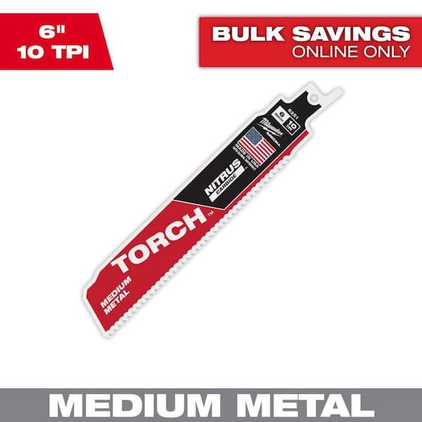 Milwaukee 6 in. 10 TPI TORCH Nitrus Carbide Teeth Medium Metal Cutting SAWZALL Reciprocating Saw Blade