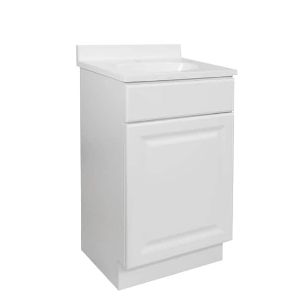 Design House 18 in. x 16 in. x 31.5 in. 1-Door Bath Vanity in White w/ Solid White Single Hole Cultured Marble Vanity Top w/ Basin