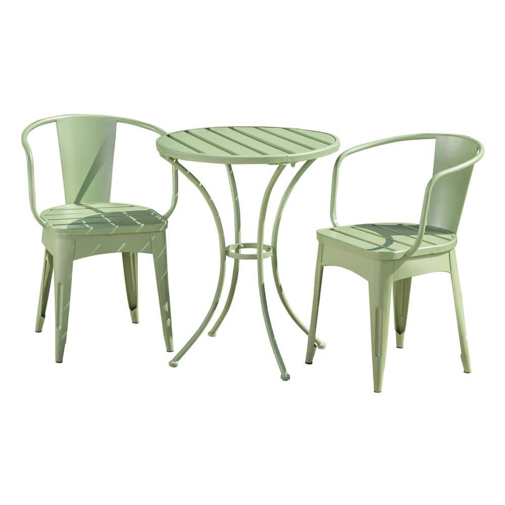 3-Piece Metal Outdoor Bistro Set, A Table and 2 Chairs, Classic Design for 