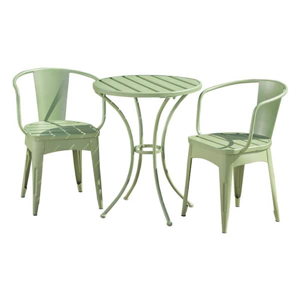 Unbranded 3-Piece Metal Outdoor Bistro Set, A Table and 2 Chairs, Classic Design for Patio, Garden, Backyard, Green