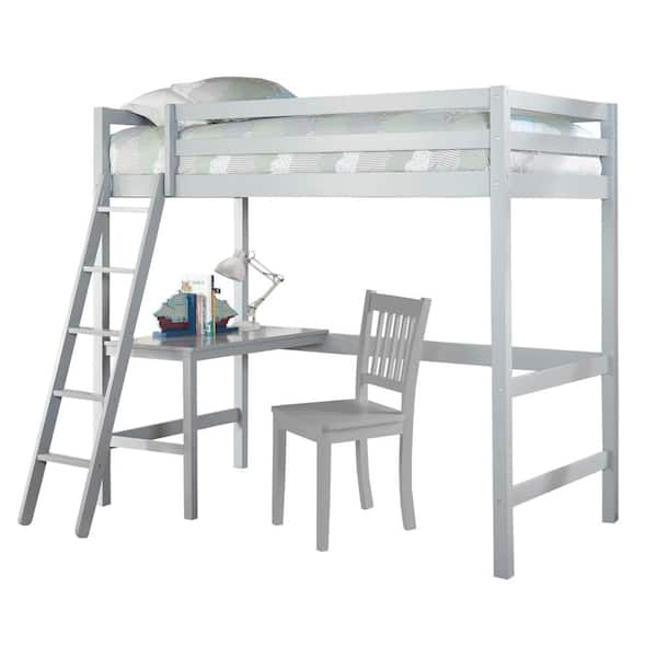Hillsdale Furniture Caspian Twin Loft Bed with Desk Chair, Gray