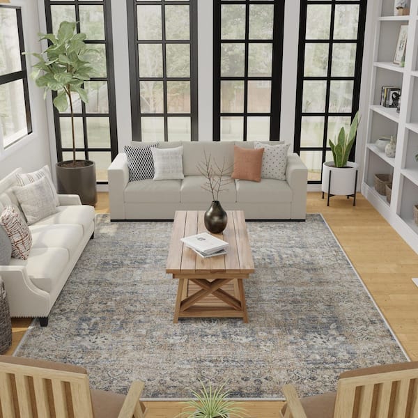 Kehleigh Alveranzi Cream 9 ft. 10 in. x 12 ft. 10 in. Oriental Polypropylene Indoor Area Rug