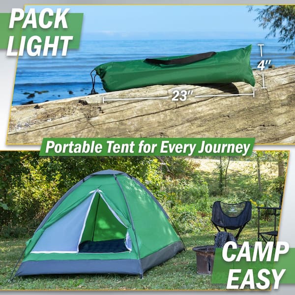 Wakeman Outdoors 2-Person Green Dome Tent with Carry Bag W470003