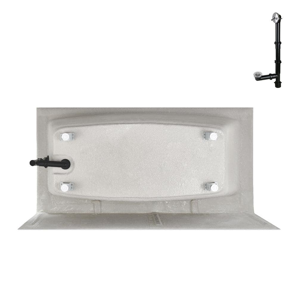 Glossy White Acrylic Right-Hand Drain Alcove Bathtub with Polished Chrome External Drain
